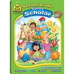 School Zone - Second Grade Super Scholar Workbook - 128 Pages, Ages 7 to 8, 2nd